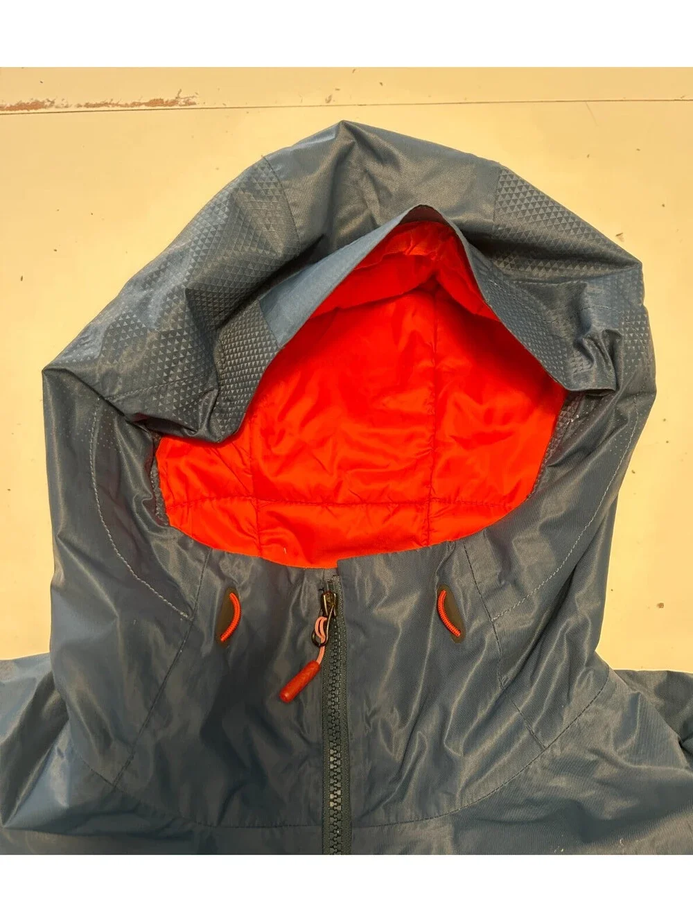Vintage North Face Hyvent Hooded Blue Quilted Orange Lined Jacket Men's Large L